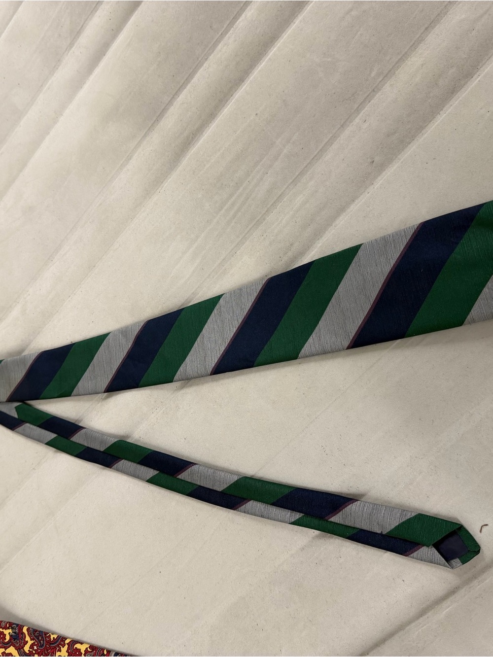 Classic Diagonal Stripe Men's Tie in Green, Navy & Gray